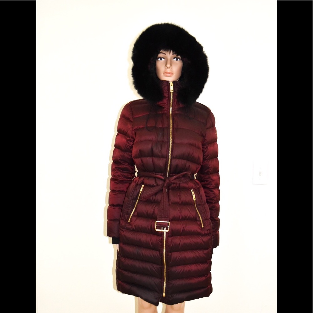 Burberry Fur Trim Hooded Puffer Coat